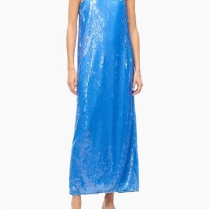STAUD Strapless Sequin Maxi Dress in Bright Blue